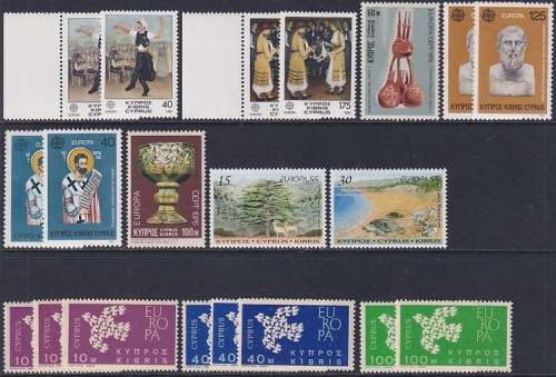 EUROPA / CYPRUS - selection of MNH stamps with good values included (2 scans)